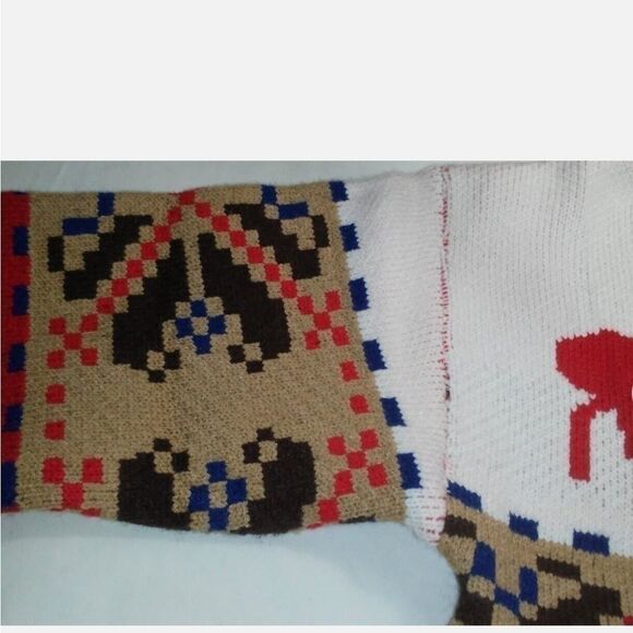 Mocotono Christmas Holiday Reindeer Geometric Crewneck Thick Sweater L - Picture 5 of 11